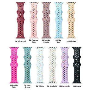 Bracelet pour iWatch avec design à trous, boucle <span class=keywords><strong>papillon</strong></span> en silicone coloré, sportif et respirant - Product Image 4