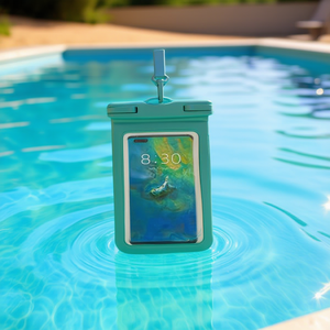 Funda para Teléfono de Cuero Sintético Impermeable Transparente de Color Puro DAM con Cordón para Piscina, Playa y Uso en Exteriores - Product Image 3