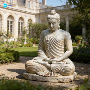 <span class=keywords><strong>Statue</strong></span> di <span class=keywords><strong>Buddha</strong></span> Meditante in Marmo Bianco a Grandezza Naturale, Scultura Religiosa in Pietra Intagliata a Mano per Decorazione di Giardini e Parchi - Product Image 6