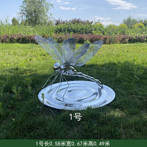 Escultura de Libélula de Acero Inoxidable para Montar en el Suelo, Arte de Jardín para Exteriores, Decoración de Paisaje con Temática de Insectos - Product Image 3