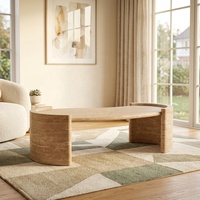 Table basse de salon en travertin beige vintage, design irrégulier personnalisé, fabrication artisanale italienne traditionnelle