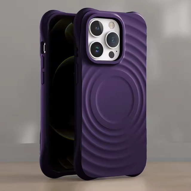 New Liquid Silicone Magnetic Wave Ripples Mobile Phone Case for Iphone 11 12 13 14 15 16 17 Pro Max Four Corner Anti Fall Cover