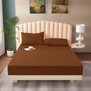 Sınır Ötesi Yıkanmış Pamuklu Çarşaf, Düz Renk, Her Yerde Kullanılabilen, Her Mevsim Yatak Koruyucu - Product Image 3