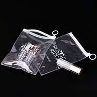 Sac à fermeture éclair en PVC transparent durable avec anneau de traction pour accessoires cosmétiques quotidiens