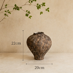 Set di Vasi in Ceramica Intagliati a Mano con Effetto Terra Screpolata Marrone, Decorazione Rustica Costiera per Tavolo in Legno - Product Image 5