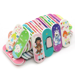Mini Cute Cartoon Straight Type Double-Sided Sponge Nail Scrub Polishing Strip Nail File Sandpaper for Eco-friendly Nail Care