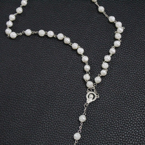 [Gorgeousxx] Collares Largos con Cuentas de Perlas de Rosa Únicas, Colgante de Cruz, Joyería Religiosa para Bautizo y Oración - Product Image 2
