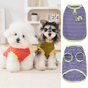 Lindo Chaleco a Rayas para Mascotas con Anillo en D para Perros Pequeños y Gatos, Camiseta Transpirable de Verano para Mascotas, Ropa para Perros y Gatos - Product Image 1