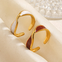 Bague en acier inoxydable avec croix émaillée rouge et blanche, deux tons, pour l'index, vente en gros, élégante, décontractée, accessoires pour femme TGJZ6076