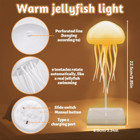 Lampe méduse à commande vocale, base en ABS, contrôle du son, lumière LED changeante de couleur, lampe de nuit rechargeable par USB, lampe de bureau pour chambre d'enfant