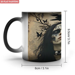 Curved Handle Mug 11oz Frosted Black <b>Ceramic</b> Heat Sensitive Daily Use <b>Cup</b> - Product Image 1