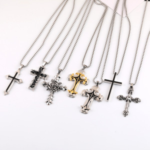 Collier Croix en Acier Inoxydable Unisexe, Pendentif DIY, Accessoire de Bijouterie, Style Hip Hop, Simple, Polyvalent, Tendance, Marque Privée - Product Image 5