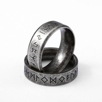 Viking Gravé Old Magic Titane Bague En Acier Inoxydable 316L Vintage Oracle Bague Pour Hommes