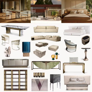 Ensemble de meubles de chambre à coucher rembourrés de haute qualité pour designers <span class=keywords><strong>d</strong></span>'intérieur de villas de luxe, solution personnalisable pour chambre principale de luxe avec lit - Product Image 1