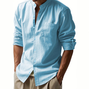 <span class=keywords><strong>เสื้อ</strong></span>เชิ้ตสไตล์<span class=keywords><strong>จีน</strong></span>สำหรับผู้ชาย แขนยาว <span class=keywords><strong>คอ</strong></span>ตั้ง แต่งลูกปัด <span class=keywords><strong>สี</strong></span>พื้น ใส่ได้ทั้งฤดูใบไม้ผลิ/ฤดูใบไม้ร่วง ระบายอากาศได้ดี มีกระเป๋า ไม่ต้องรีด - Product Image 4