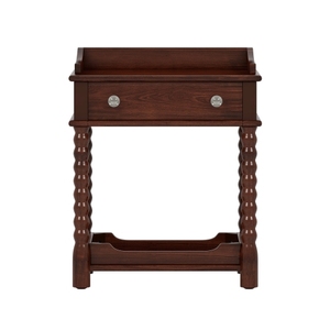 Hot Sale Nightstand with Drawer and Open Shelf, Bedside <b>Table</b> with Turned Legs and Metal Handle for Bedroom - Product Image 4