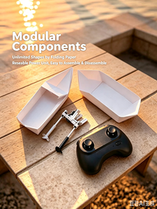 Kit de Barco de Papel Dowellin <span class=keywords><strong>RC</strong></span>, Kit de Ensamblaje de Barco de Papel con Control Remoto DIY de ABS, Módulo de Motor de 2.4GHz para Barcos de Papel Plegables para Niños - Product Image 2