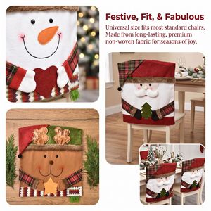 Housses de dossier de chaise artisanales en gros, motifs bonnets de neige et rennes, pour fêtes de Noël et décorations intérieures - Product Image 5