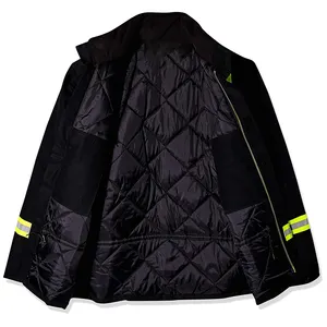 ZUJA काले सर्दियों भारी वजन उच्च दृश्यता टेप गर्म सुरक्षा जैकेट