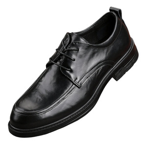 Chaussures Richelieu en Cuir Véritable pour Hommes, Bout Rond, à Lacets, Semelle Souple, Idéales pour le Bureau et les Tenues Habillées, Toutes Saisons, Style Uni - Product Image 4
