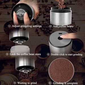 เครื่องบดกาแฟอัตโนมัติขนาดเล็กแบบพกพา  ใบมีดสแตนเลส  ชาร์จผ่าน USB สำหรับกาแฟเอสเพรสโซ - Product Image 6