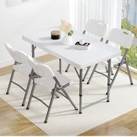 Table pliante en plastique en gros, bureau portable long pour stand extérieur, camping, maison, bureau, restauration