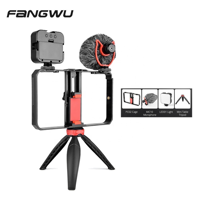 Hot Sale Vlogging Equipment Other Camera Accessories with Microphone Tripod Light Para Smartphones Video Kit