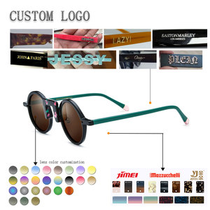 Lunettes de soleil polarisées UV400 rétro rondes à monture complète en acétate de luxe avec rivets, unisexe, mode, protection solaire, extérieur - Product Image 2
