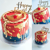Décoration de gâteau en acrylique doré pour anniversaire Feliz Cumpleanos, décorations de fête, fournitures de décoration