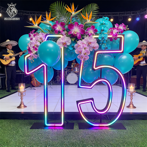 Decorazione per 15° Compleanno, Insegna Luminosa con Numero 3ft 4ft 5ft, Lettere Luminose XV 15 Anni, Decorazioni per Ricordi delle Feste dei 15 Anni - Product Image 1