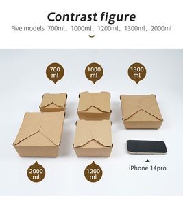 Custom Oil-Proof 700/1000/1200/1300/2000ml/3000ml Food Packaging Disposable Microwave Takeaway Kraft Paper Lunch Box - Product Image 3