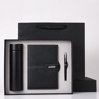 Promo Ensemble Cadeau d'Entreprise de Luxe Personnalisé en Cuir PU Noir A5 avec Carnet, Stylo et Tasse Thermique