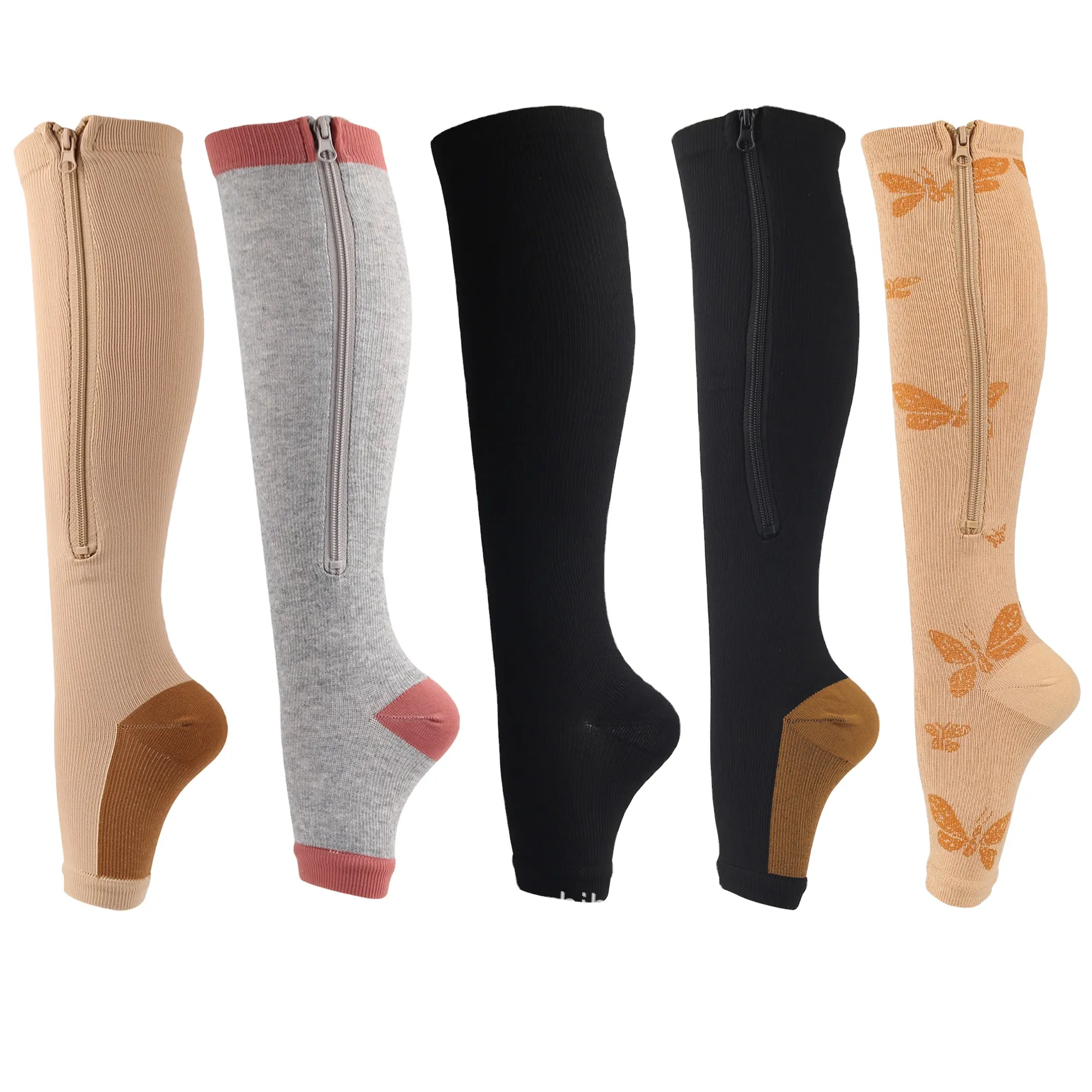 Diz yüksek 20-30 mmHg varis çorabı Toeless çorap kadınlar ve erkekler için sirkülasyon Unisex açık yakın