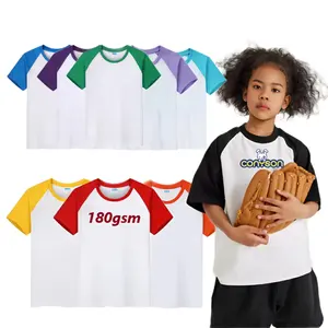 Conyson Custom Wholesale Summer 100% Cotton 180GSM Kids Tee T-shirts Screen Printed Plain Blank White Baby Boys Girls T-Shirts