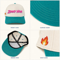 Casquette de baseball bicolore personnalisée Crème et Teal Visière incurvée Logo brodé style script Unisexe Streetwear Vente en gros OEM Faible MOQ