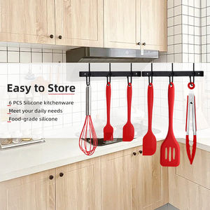 Set Peralatan Dapur Silikon 6 Buah Baru, Anti Lengket, Spatula/Penjepit Tahan Panas, Aksesoris/Gadget/Alat Dapur - Product Image 3