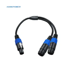 2 in 1 Speakon Male to Female 8mm Speaker Audio Cable Speak-on 4 Cores Connection Cable