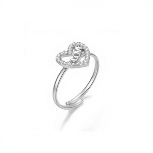 Anillo de moda Amy Amy con forma de corazón, circonia cúbica, chapado en plata 925 para mujer, regalo de joyería romántica, uso diario, A0306 - Product Image 3