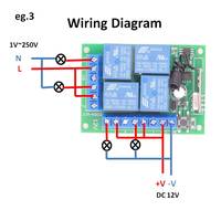 Commutateur de télécommande sans fil 433MHz Module récepteur de relais DC 12V 4CH avec émetteur à distance RF 4 canaux 433.92 Mhz