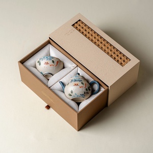Caramel Pile Painted Hand-painted Orange Tea Pot Set Portable Travel Tea Set <b>Light</b> Luxury Women's Hand Gift Set Storage - Product Image 1