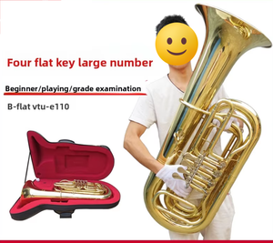 <span class=keywords><strong>Tuba</strong></span> Baja en Sib, Nueva, Lacada en Oro, con Cuatro Llaves Planas, VTU-E110, para Banda de Música, para Principiantes y Profesionales - Product Image 4