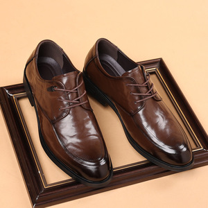 Chaussures habillées en cuir marron pour hommes, à lacets, bout pointu, pour le bureau et les occasions formelles - Product Image 3