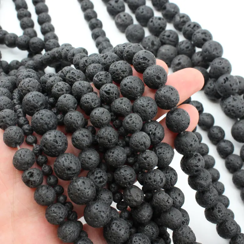 Wholesale Hot Sale DIY Jewelry Making Accessories Loose Beads Black Lava Volcanic Stone Beaded