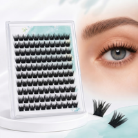 Cils individuels auto-adhésifs OEM sans colle, cils segmentés fins et naturels en fibres végétales