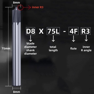 Graphite Internal R Angle <strong>PCD</strong> Diamond Coated Milling Cutter HRC75 Graphite Inner R <strong>End</strong> <strong>Mill</strong> for Carbon Fiber Composites - Product Image 5
