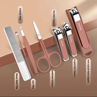 Ensemble de coupe-ongles portable 7 pièces, kit de coupe-ongles anti-éclaboussures en acier inoxydable avec étui de rangement pour cadeaux
