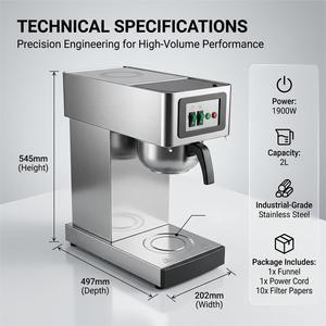 Cafetera Comercial de Goteo, Cafetera Eléctrica de Acero Inoxidable con Filtro para Servicio de Alimentos - Product Image 2