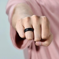 JZ23017 Bijoux de Mode Anneaux de Couple en Silicone à Arc Intérieur Multicolore 8mm, Design Ergonomique et Respirant, Anneau de Sports de Plein Air pour Hommes
