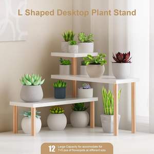 Support de plantes de bureau <span class=keywords><strong>en</strong></span> bambou naturel à 3 niveaux avec étagères réglables, <span class=keywords><strong>porte</strong></span>-pot de fleurs long et étroit pour le rebord de fenêtre, le balcon - Product Image 3