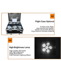6x18W RGBWA+UV 6-en-1 Projecteur LED sans fil sur batterie avec télécommande via application, Rechargeable, Idéal pour Mariages, DJ, Discothèques